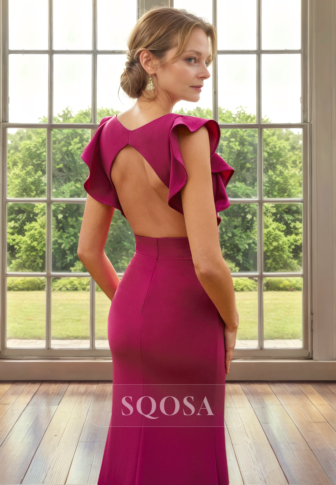 Sexy V neck Split Elegant Cocktail Dress for Wedding Long Mother of the Bride Dress Sexy V neck Split Elegant Cocktail Dress for Wedding Long Mother of the Bride Dress