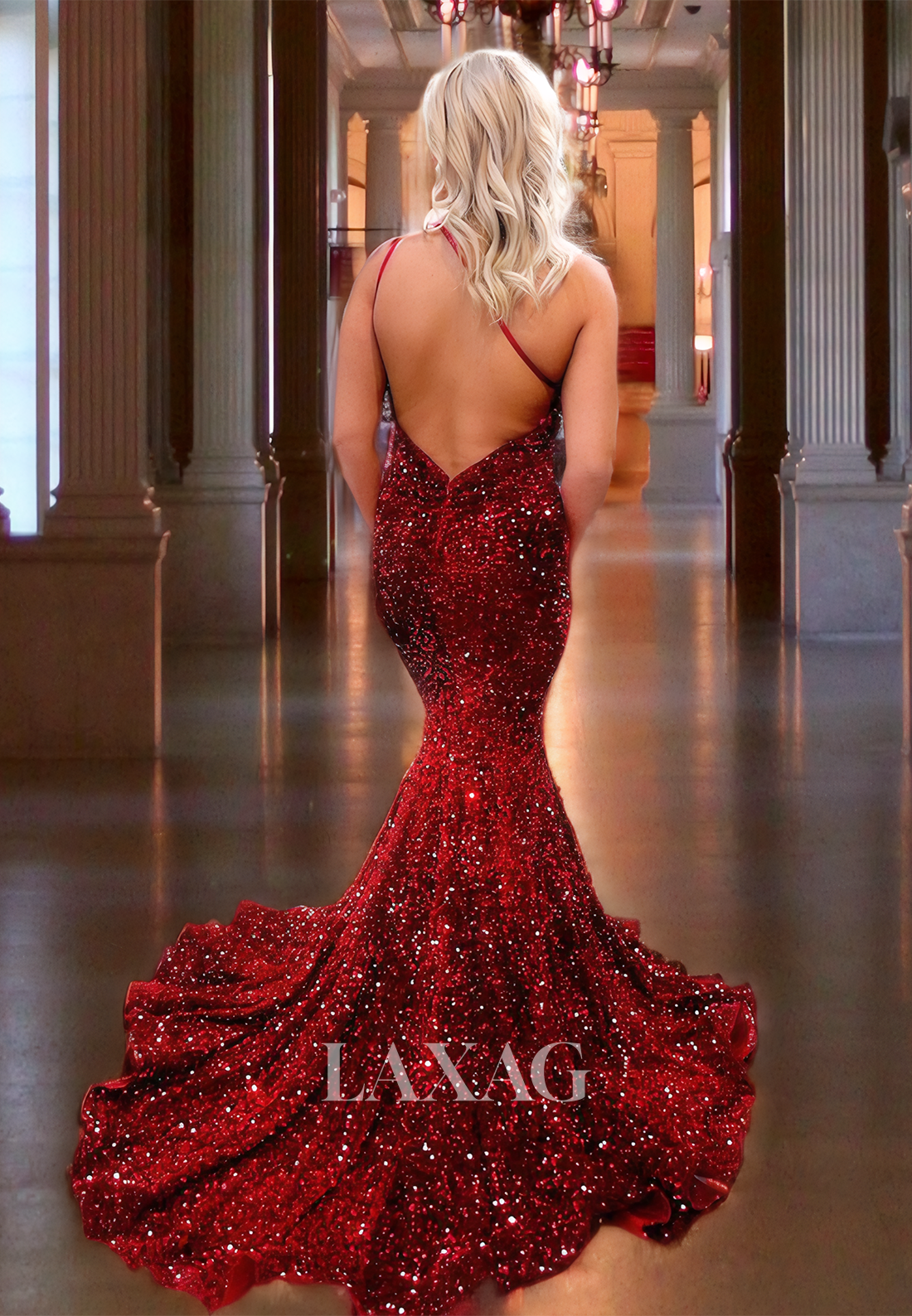 Asymmetrical Neck One-Shoulder Mermaid Prom Dress Allover Sequins Part SQOSA Asymmetrical Neck One-Shoulder Mermaid Prom Dress Allover Sequins Part SQOSA