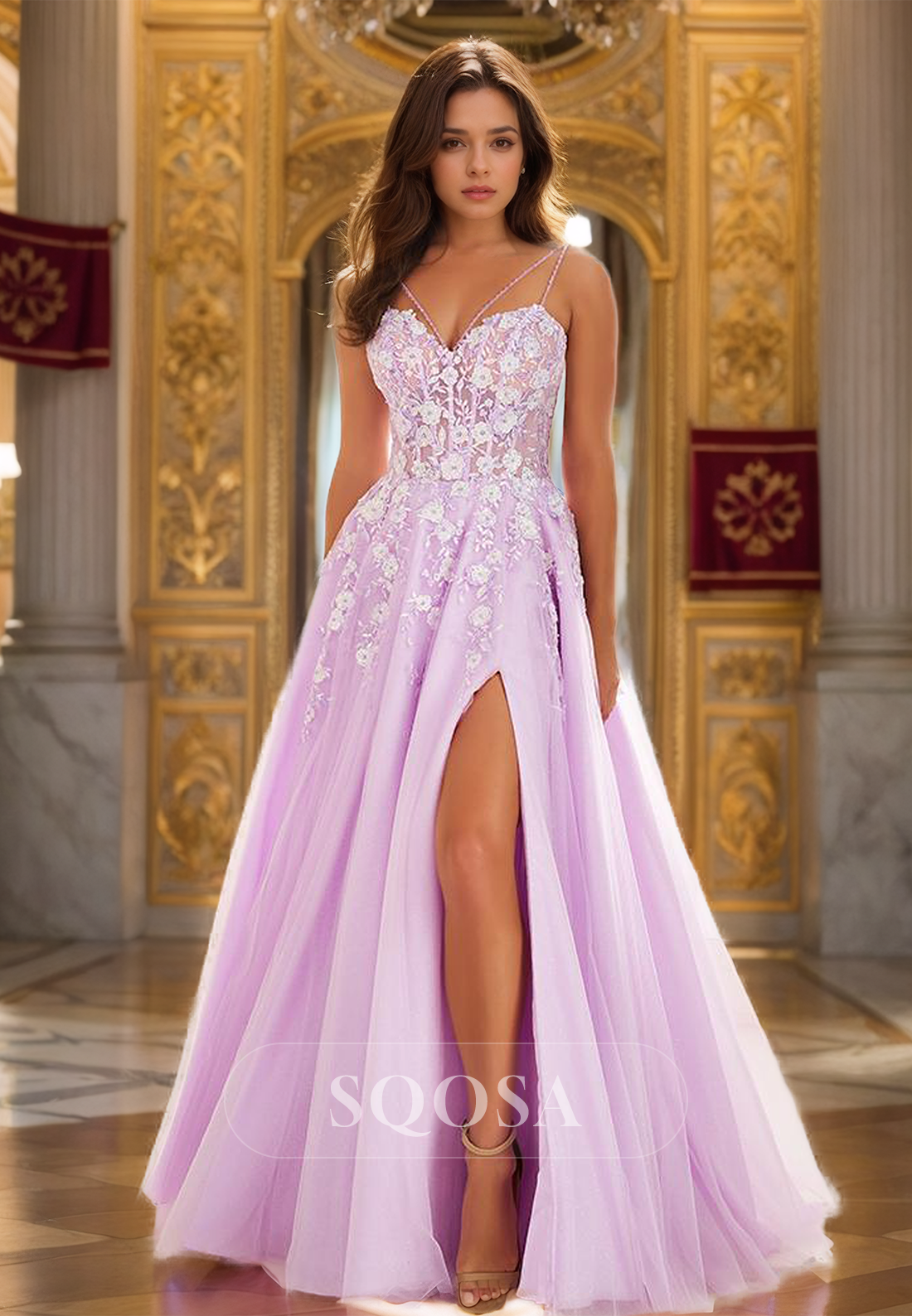 Sweetheart Off-Shoulder Floor-Lenght A-Line Prom Dress Spaghetti Strap –  SQOSA