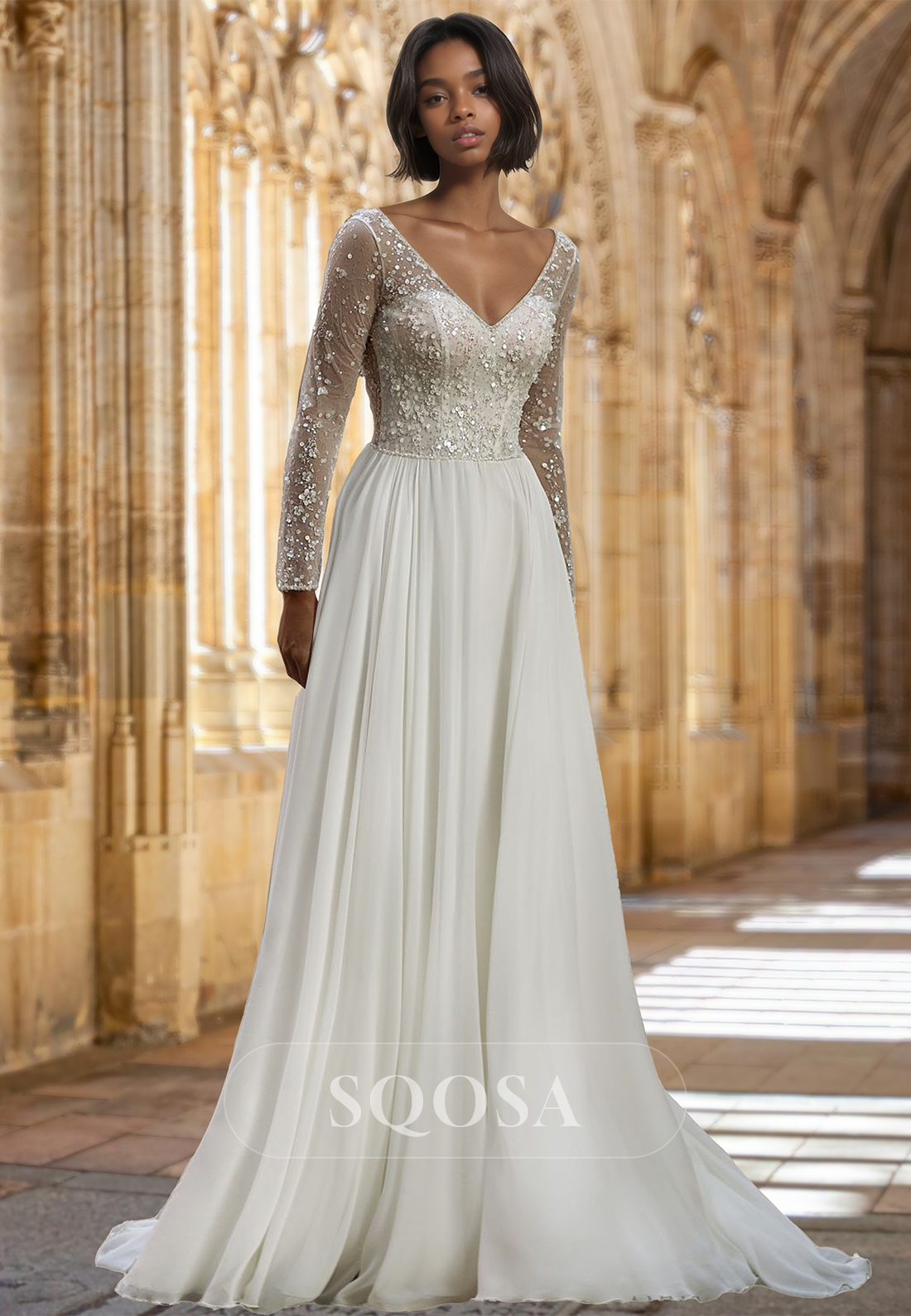 dresses chiffon long A Line Off The Shoulder Wedding Guest with Slit 100% Polyester Length Long Sleeve Chiffon A-Line Dress