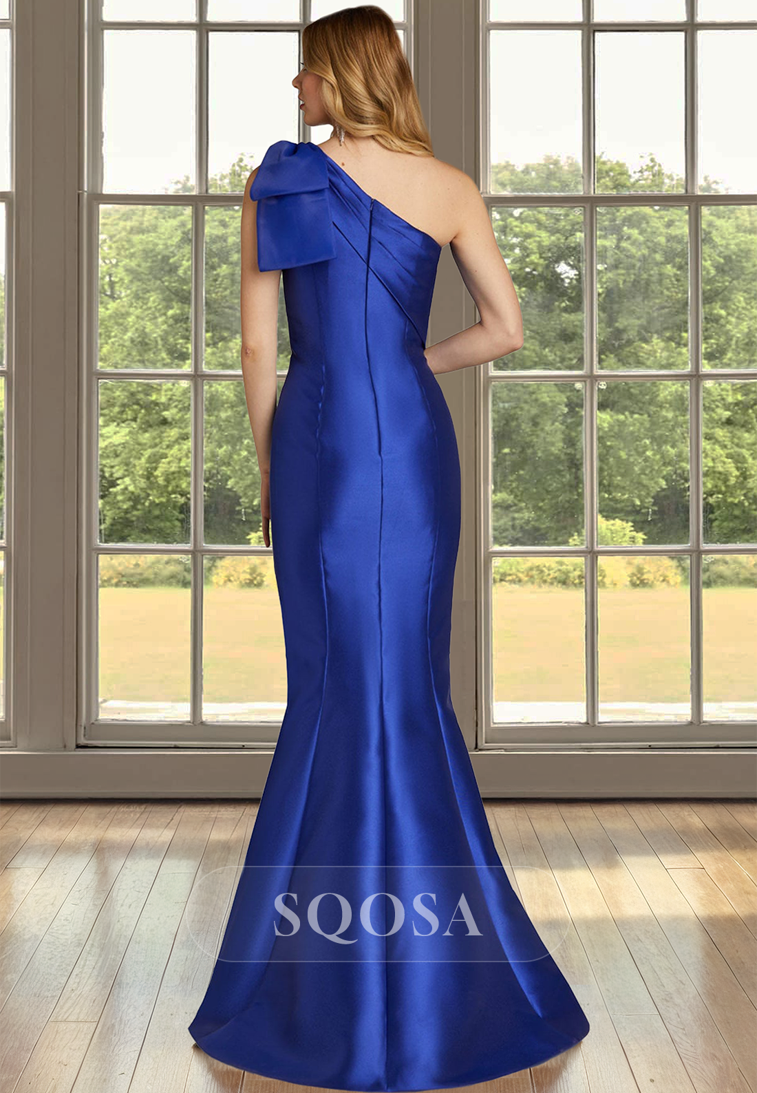 Asymmetrical-Neck Sleeveless Mermaid Mother of the Bride Dress One-Strap Floor-Length Cocktail Gowns