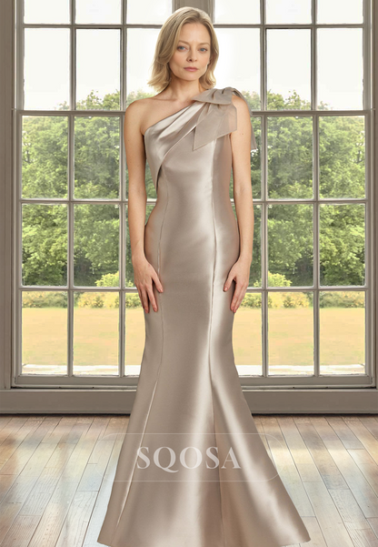 Asymmetrical-Neck Sleeveless Mermaid Mother of the Bride Dress One-Strap Floor-Length Cocktail Gowns