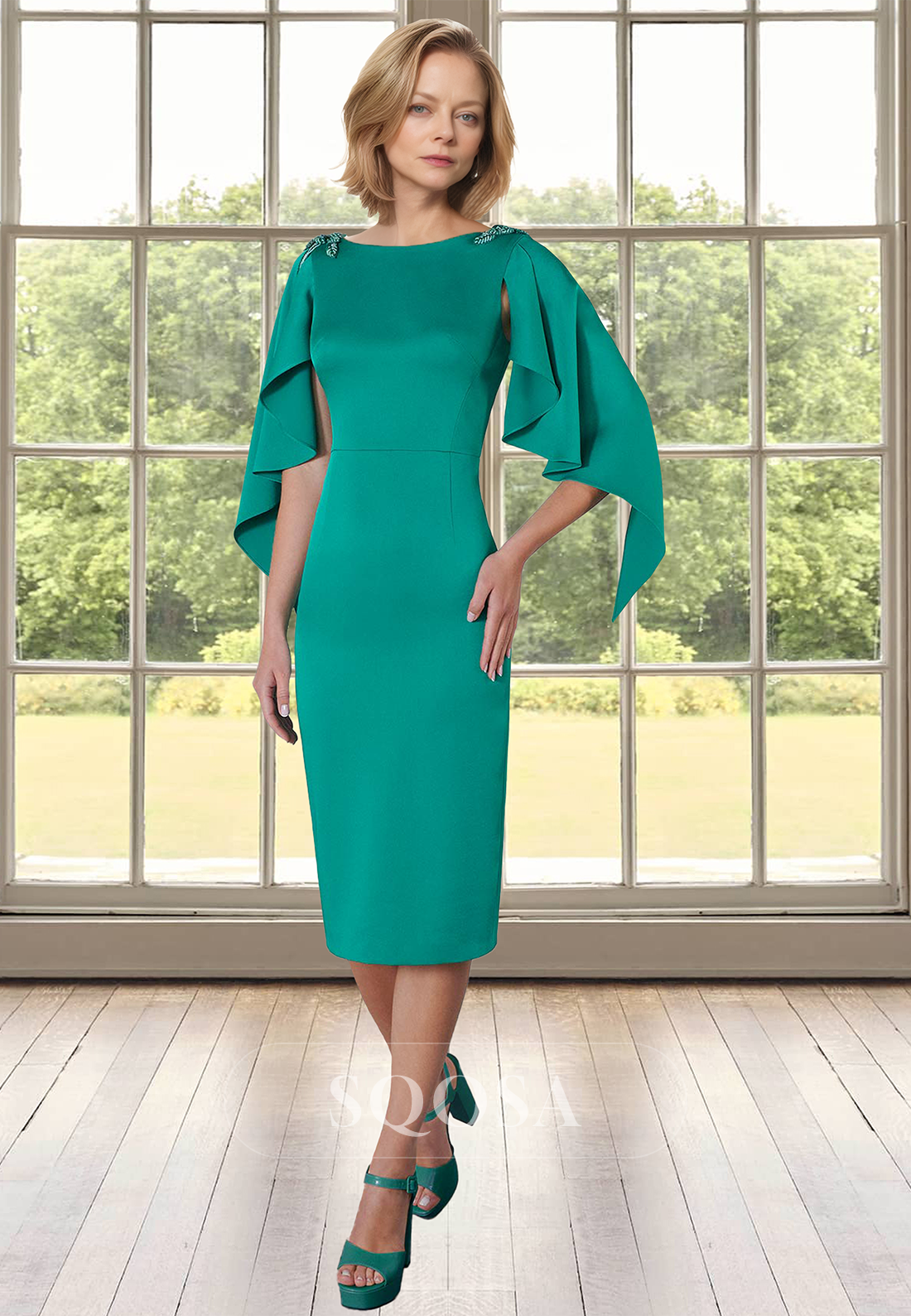 beaded midi cocktail dress Theia Mariah Beaded Midi Dress