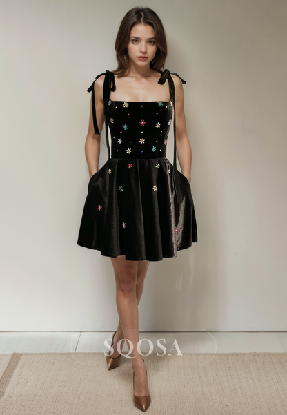 black graduation dress with pockets Black Sleeveless Party Prom Dress Graduation Gown fg5954