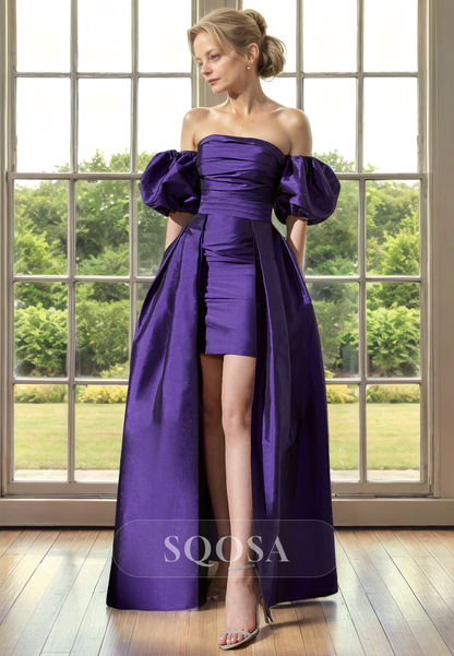 Sheath Strapless Detachable Skirt Cocktail Dress with Sleeves Mother of the Bride Dress