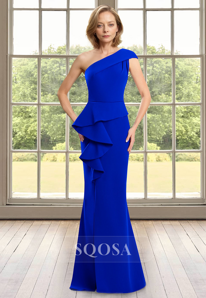 Off-Shoulder Sleeveless Pleated Mermaid Mother of the Bride Dress Asym SQOSA Off-Shoulder Sleeveless Pleated Mermaid Mother of the Bride Dress Asym SQOSA