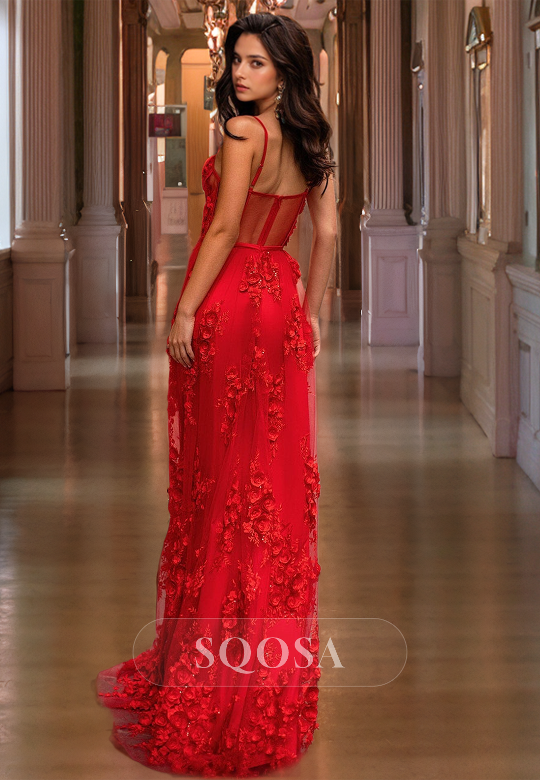 Sweetheart Sleeveless Spaghetti Straps A-Line Lace Applique Floor Length Prom Dress