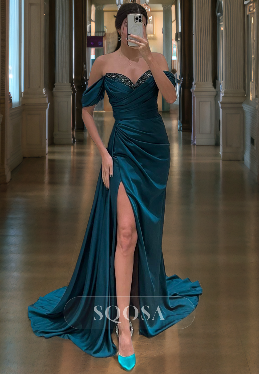 Pleated and Pleated Party Gowns Sweetheart Sleeveless Slit with Sweep Train Prom Dress