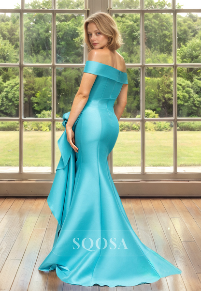 Sweetheart Sleeveless Mermaid Cocktail Dress Pleated Mother of the Bride Gowns with Sweep Train