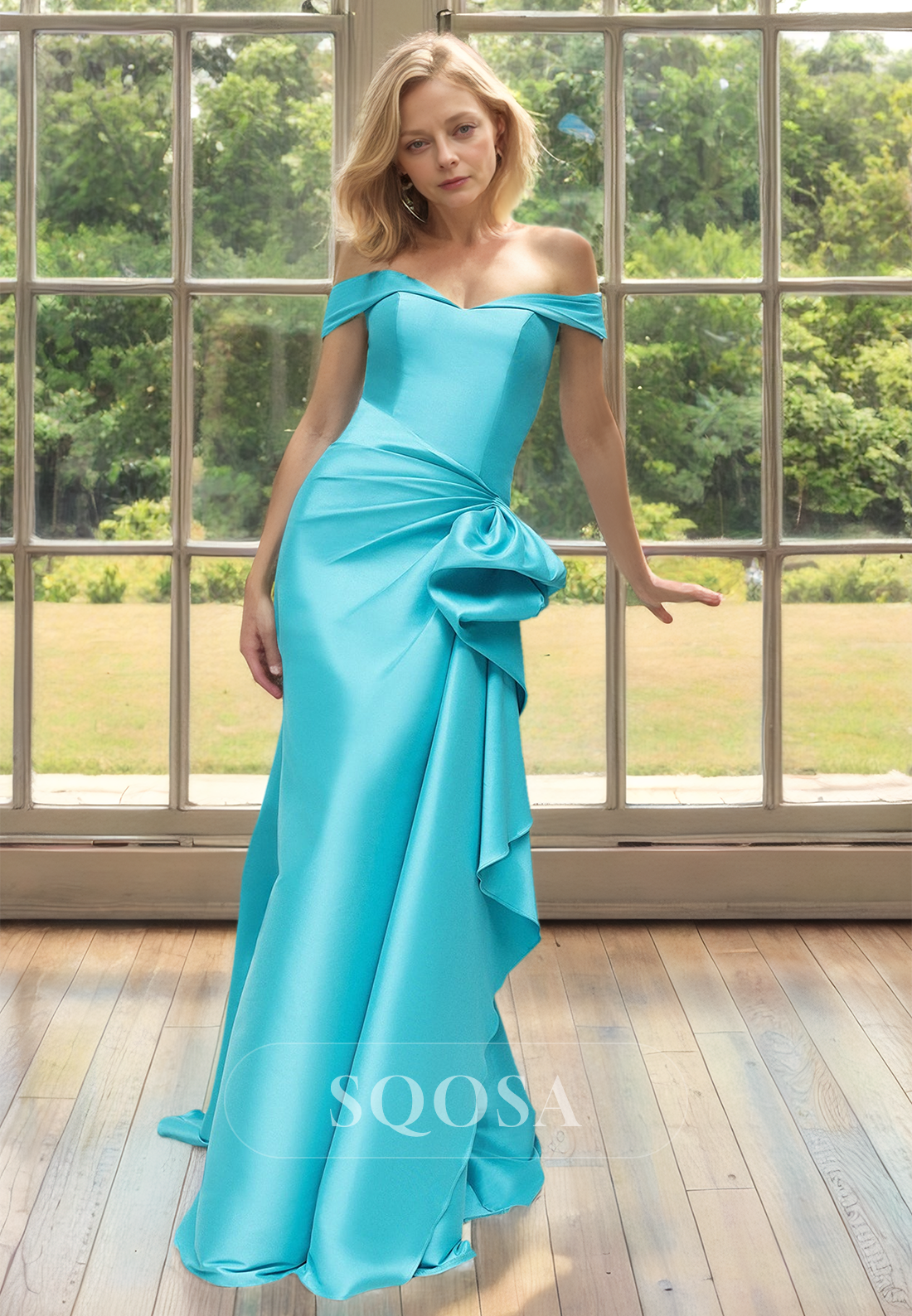 Sweetheart Sleeveless Mermaid Cocktail Dress Pleated Mother of the Bride Gowns with Sweep Train