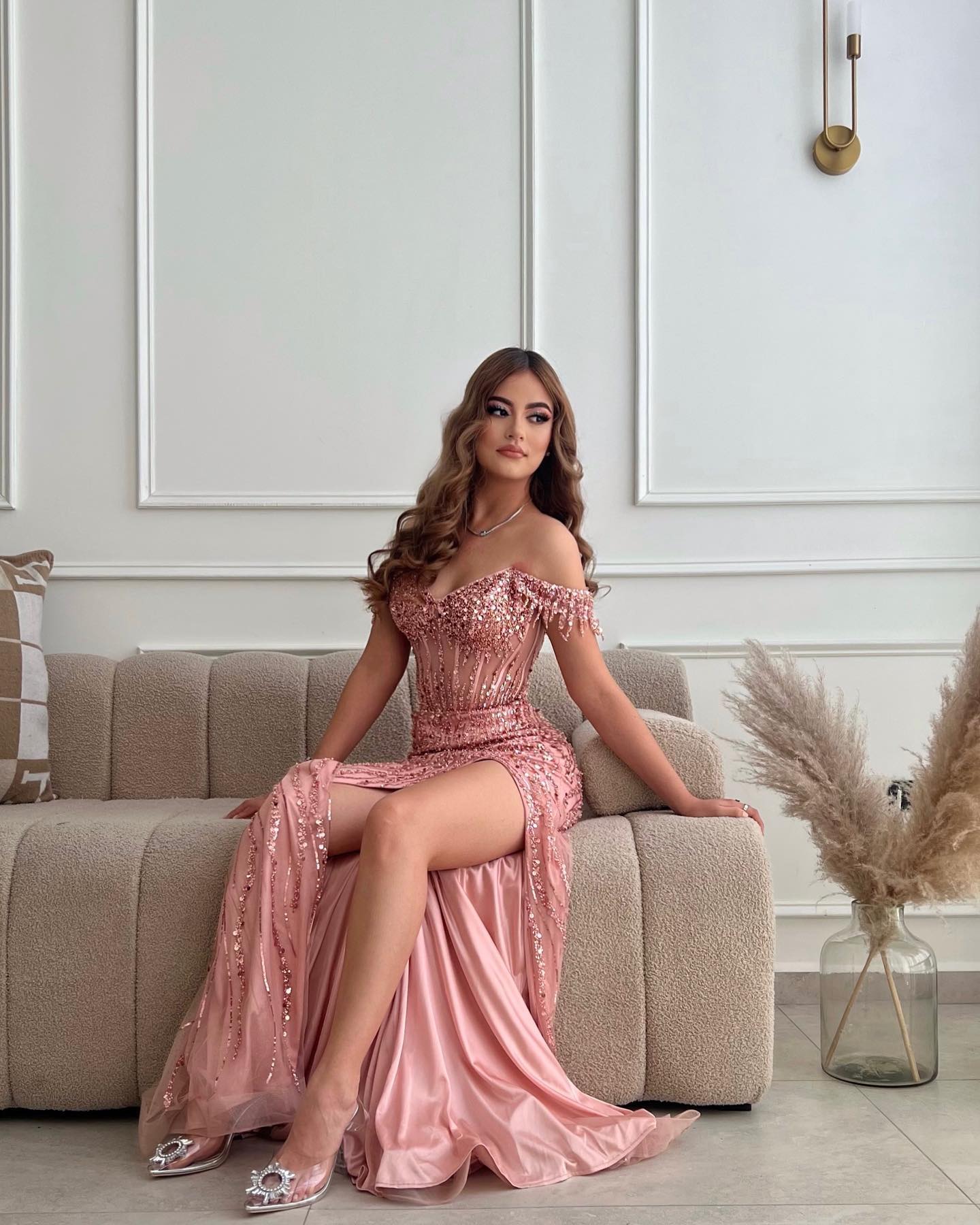 Sweetheart Applique Beaded Sequined Mermaid Prom Dress Off-Shoulder Slit Party Gowns with Satin Overskirt Burgundy / US4 Sweetheart Applique Beaded Sequined Mermaid Prom Dress Off-Shoulder Slit Party Gowns with Satin Overskirt Burgundy / US4