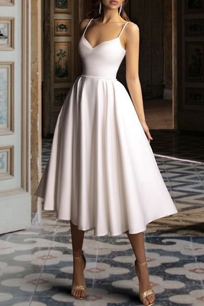 Bridal Shower Litter Wedding Dress Vintage Tea Length Summer Bridal Go SQOSA Bridal Shower Litter Wedding Dress Vintage Tea Length Summer Bridal Go SQOSA