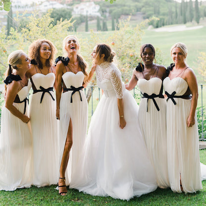 A Line V neck White and Black Plus Size Long Bridesmaid Dress QB3093 US16 / Custom Color A Line V neck White and Black Plus Size Long Bridesmaid Dress QB3093 US16 / Custom Color