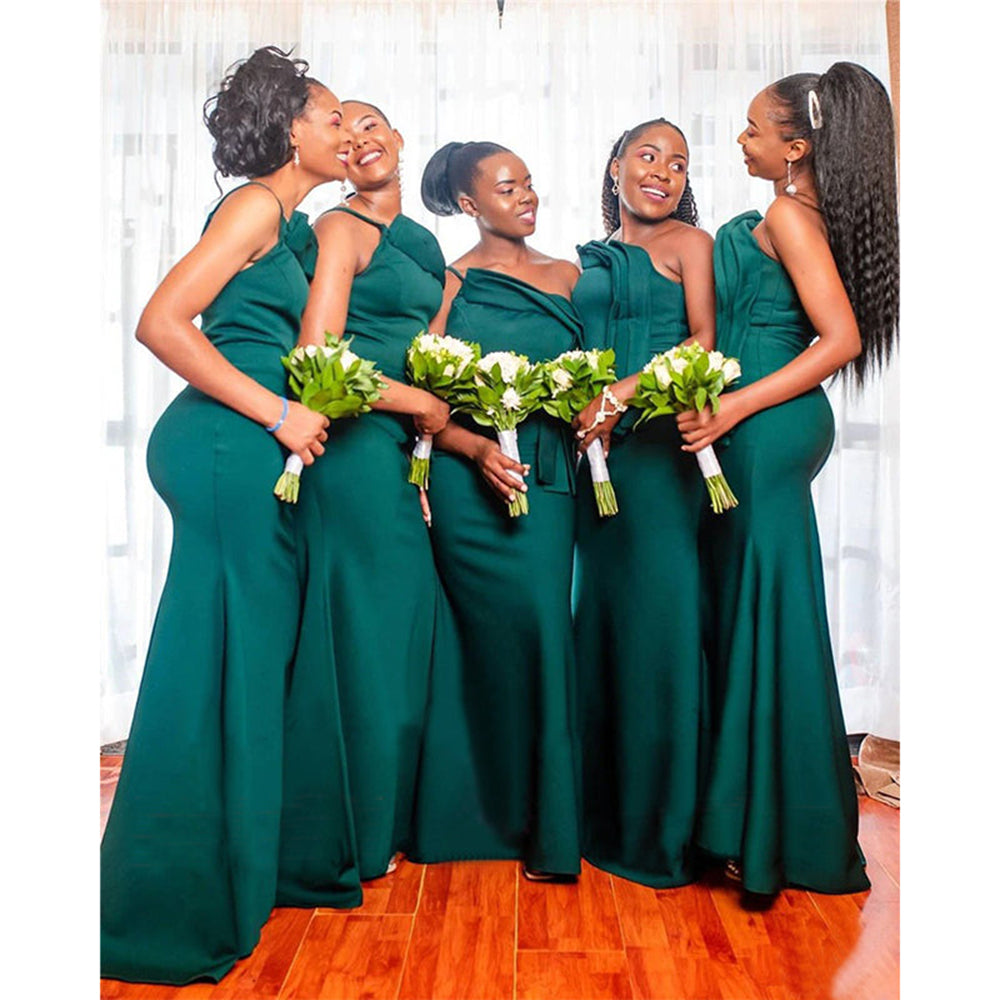 Unique One Shoulder Pleats Green Long Mermaid Bridesmaid Dress QB3104 US12 / As Pic Unique One Shoulder Pleats Green Long Mermaid Bridesmaid Dress QB3104 US12 / As Pic