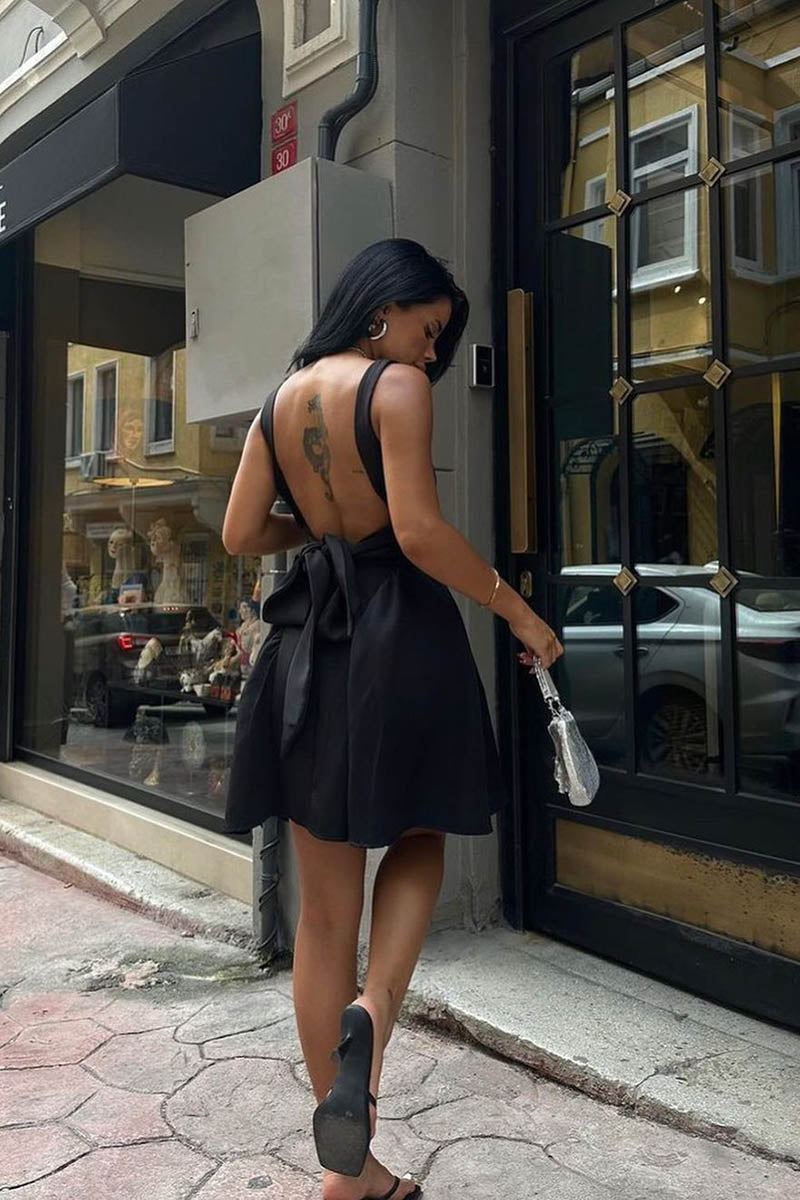 A Line Square Black Short Homecoming Dress Party Gown QH2476 SQOSA A Line Square Black Short Homecoming Dress Party Gown QH2476 SQOSA