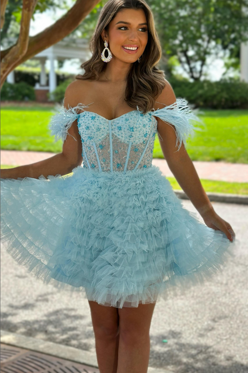 cute short ruffle dresses Kayla Short Ruffled Cute Homecoming Dress Lilac / XSmall
