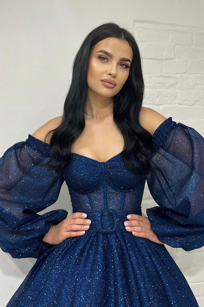 A Line V Neck Long Sleeves Sparkly Prom Dress Short Homecoming Dress QH2495 US10 / Custom Color A Line V Neck Long Sleeves Sparkly Prom Dress Short Homecoming Dress QH2495 US10 / Custom Color