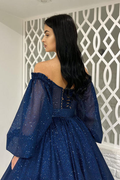 A Line V neck Long Sleeves Sparkly Prom Dress Short Homecoming Dress Q – SQOSA