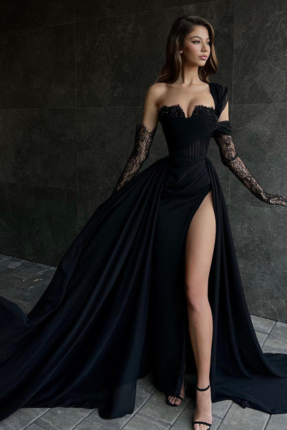Evening Black Dress With Slit