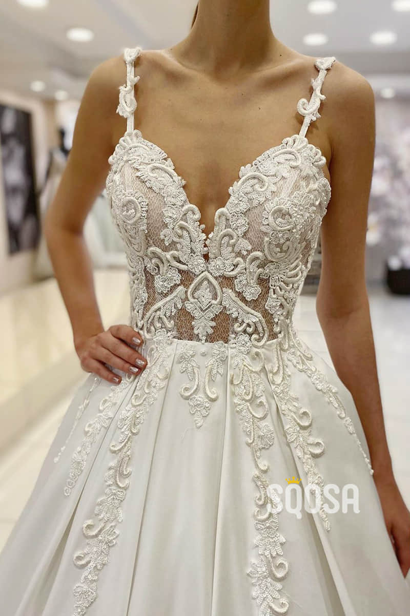 Spaghetti Strap Ball Gown Wedding Dress