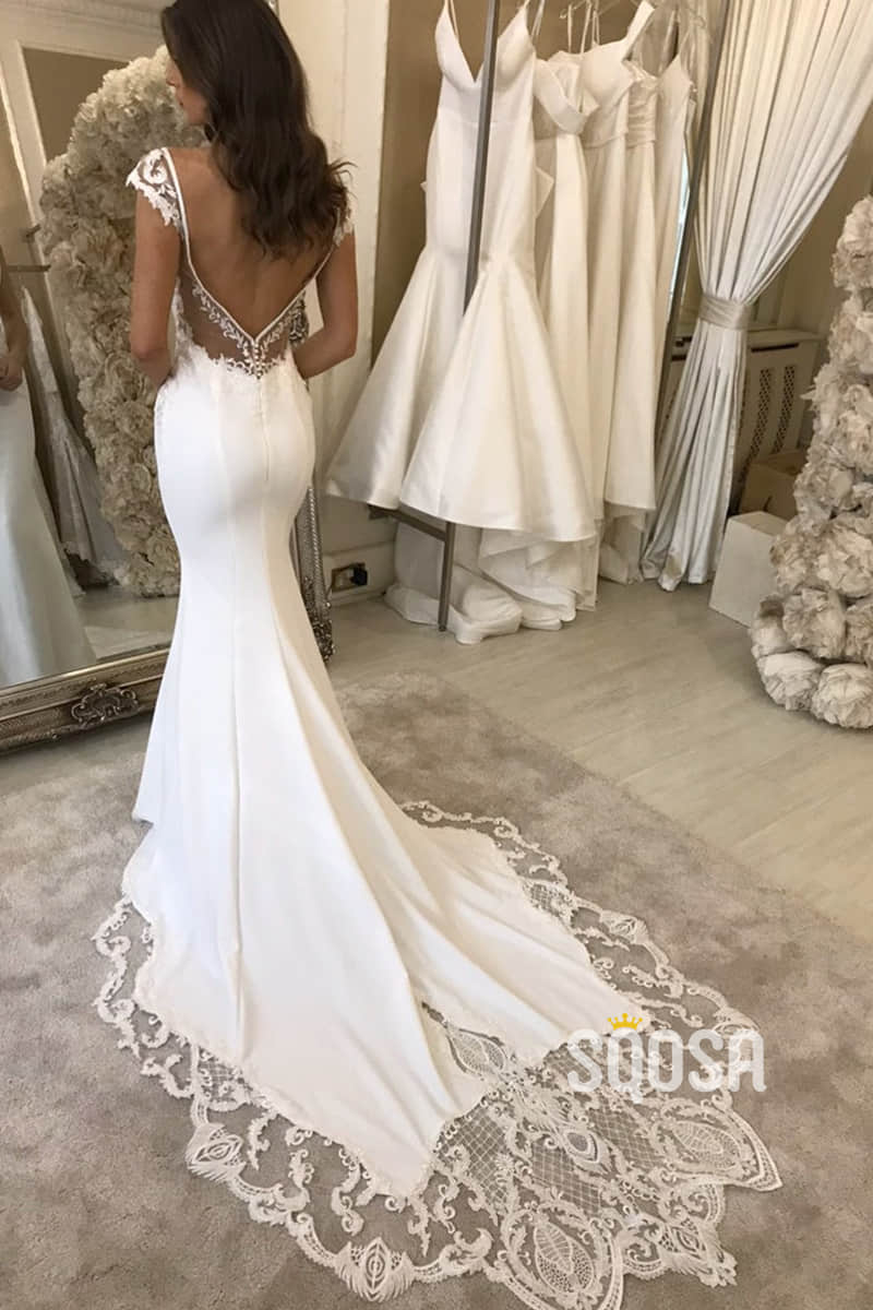 Cap Sleeve Trumpet Wedding Dress