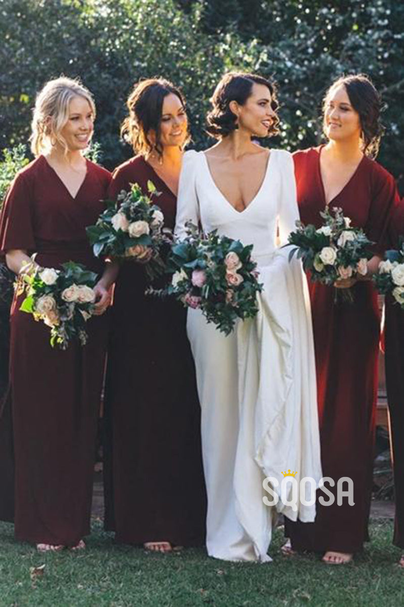 Short Maroon Bridesmaid Dresses