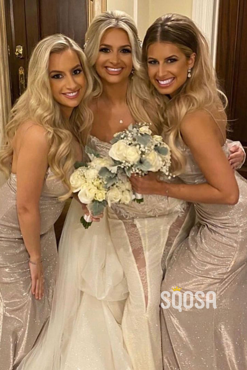 Plunging V-neck Silver Sparkly Bridesmaid Dress QB2104 US14 / As Pic / C Plunging V-neck Silver Sparkly Bridesmaid Dress QB2104 US14 / As Pic / C