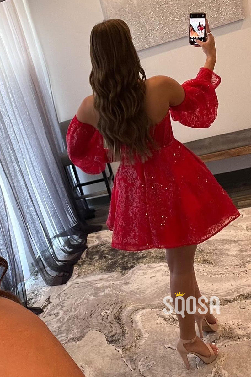 A-line Sweetheart Long Sleeves Burgundy Homecoming Dress QH0831 US14 / Custom Color A-line Sweetheart Long Sleeves Burgundy Homecoming Dress QH0831 US14 / Custom Color