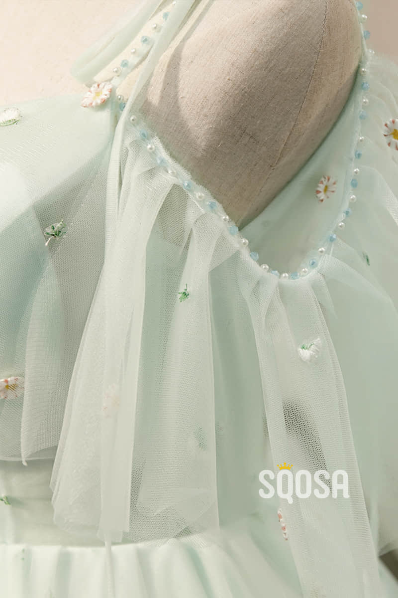 A-line Mint Green Tulle Appliques Short Homecoming Dress Pageant Dress QH2104 US8 / Custom Color A-line Mint Green Tulle Appliques Short Homecoming Dress Pageant Dress QH2104 US8 / Custom Color