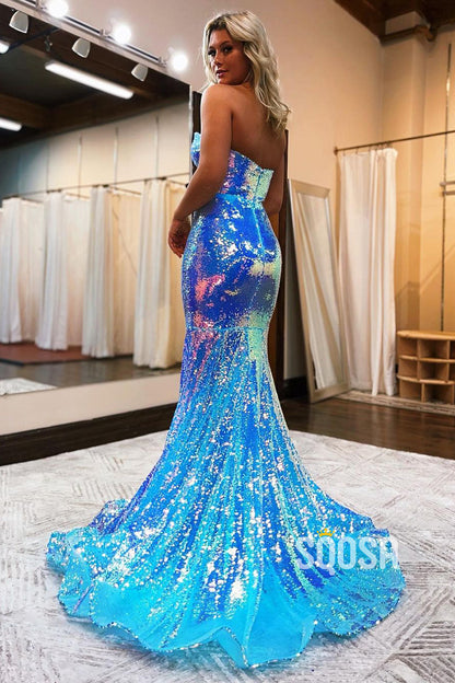 Sexy V-Neck Sequins Sparkly Prom Dress with Slit QP2868 – SQOSA