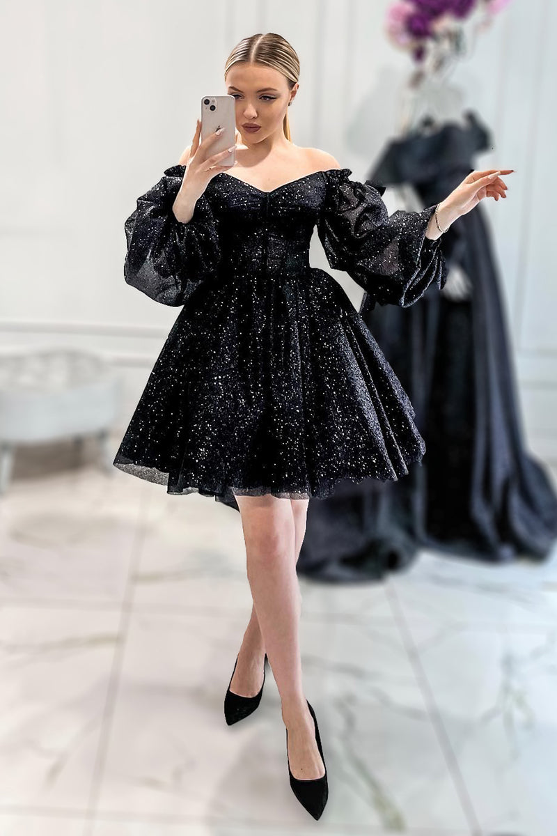 Long sleeve off the shoulder homecoming dress best sale