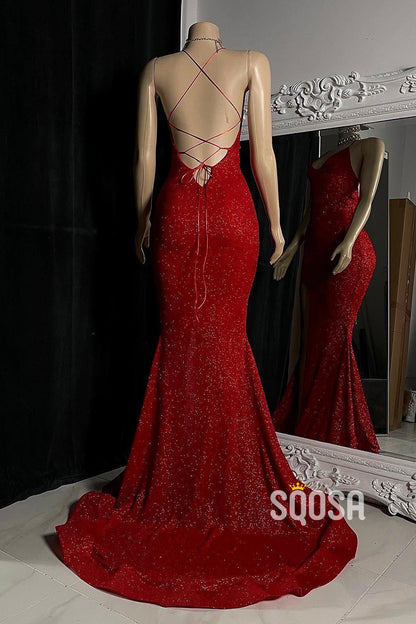 Spaghetti Straps Sparkly Mermaid Prom Dress Black Girls Slay QP0916 – SQOSA
